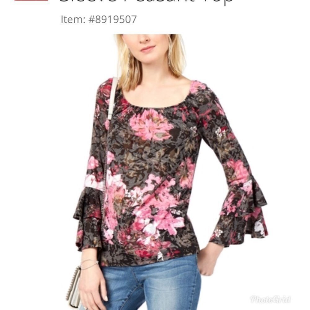 Inc petite peasant blouse floral pattern size XSP gorpcore